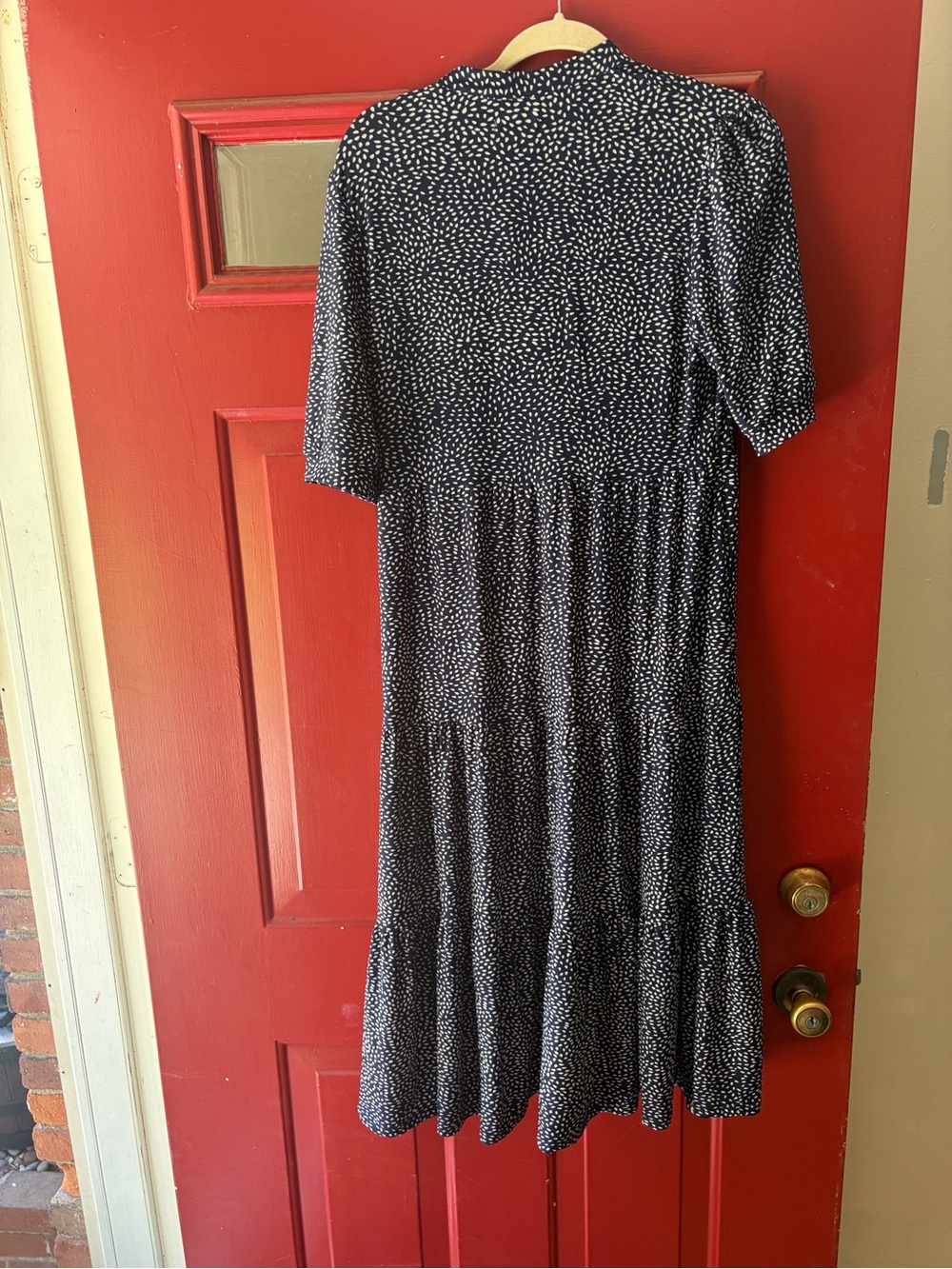 Max Studio Navy with White Dot Tiered Midi Dress. Size M - Picture 3 of 3